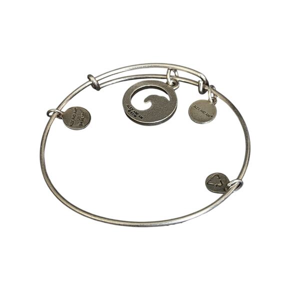 ALEX AND ANI Crystal Wave Charm Bracelet Bangle Swarvoski Rafaelian Silver FLAWS - Picture 2 of 3
